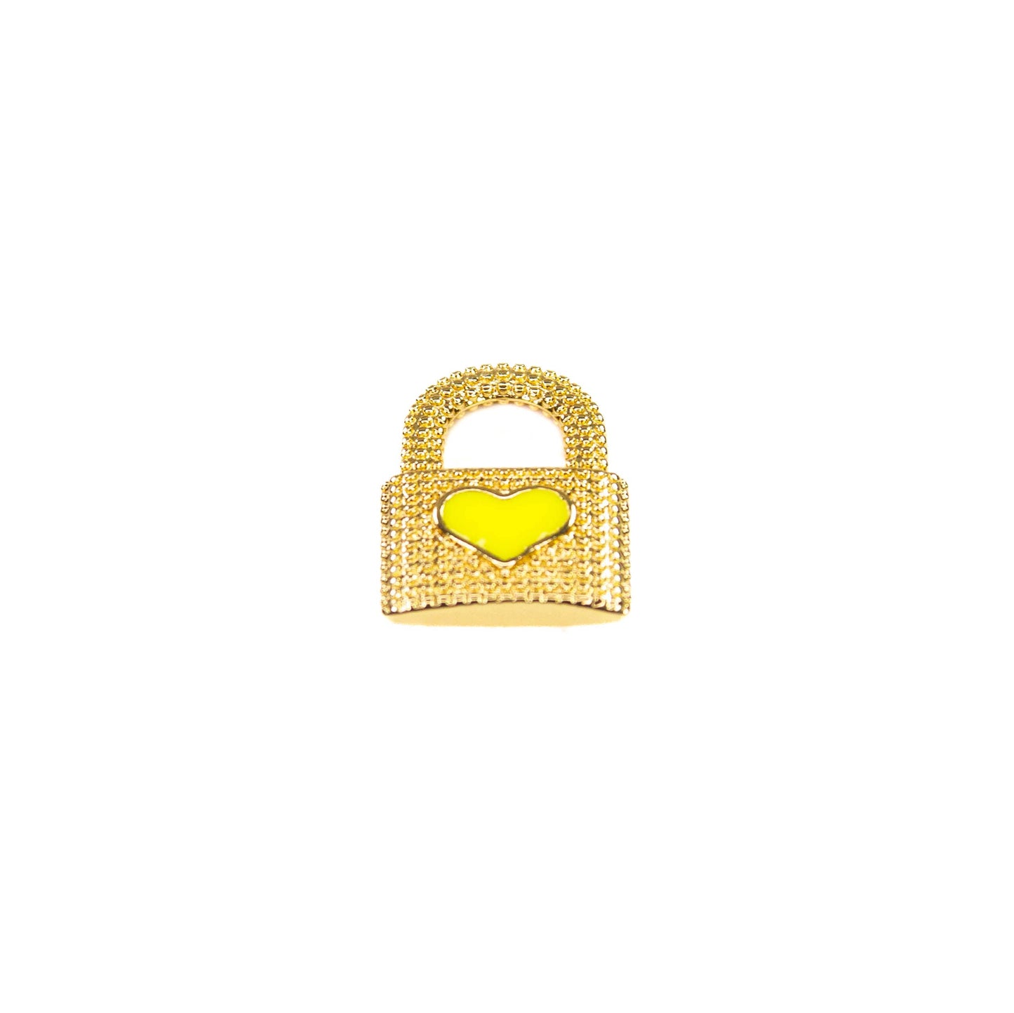Heart Lock Necklace Bracelet Charms: Neon Yellow