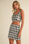 Houndstooth Sequins Crop Top