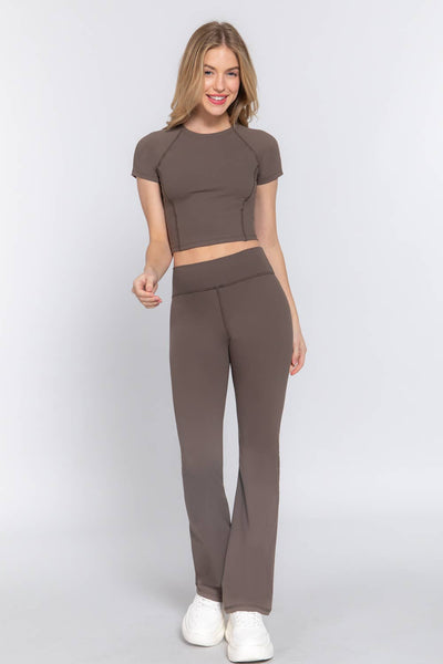 Waist Band Flare Stretch Workout Pants