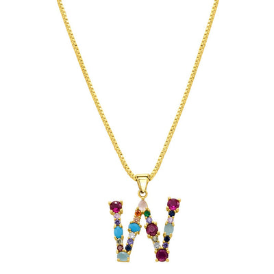 Multi Color Initial Necklace