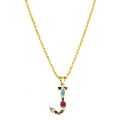 Multi Color Initial Necklace