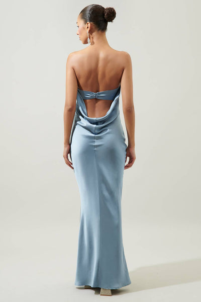 Infinite Open Back Satin Maxi Dress