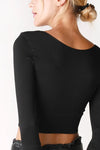 3/4 Sleeve V-Neck Crop Top